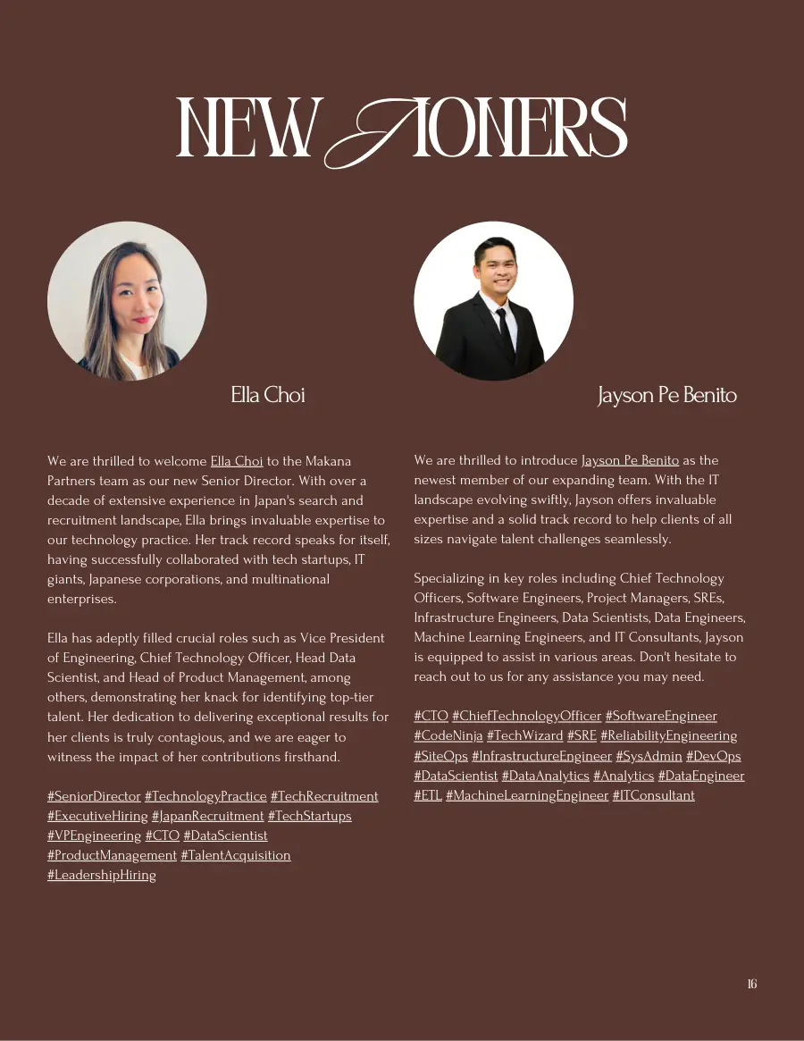 New Practitioners page introducing Ella Choi and Jayson Pe Benito with portrait photos