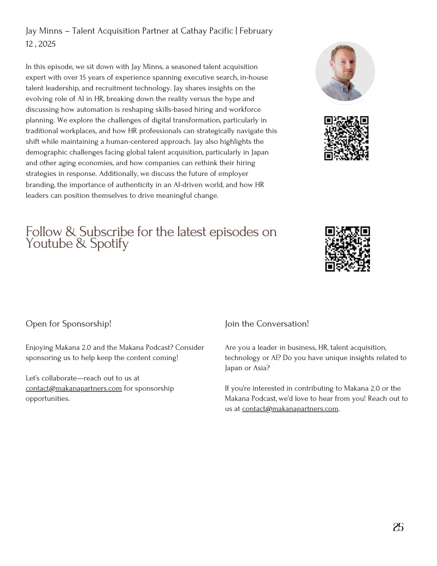 Podcast episode summary for Jay Minns, with invitations to contribute and sponsor