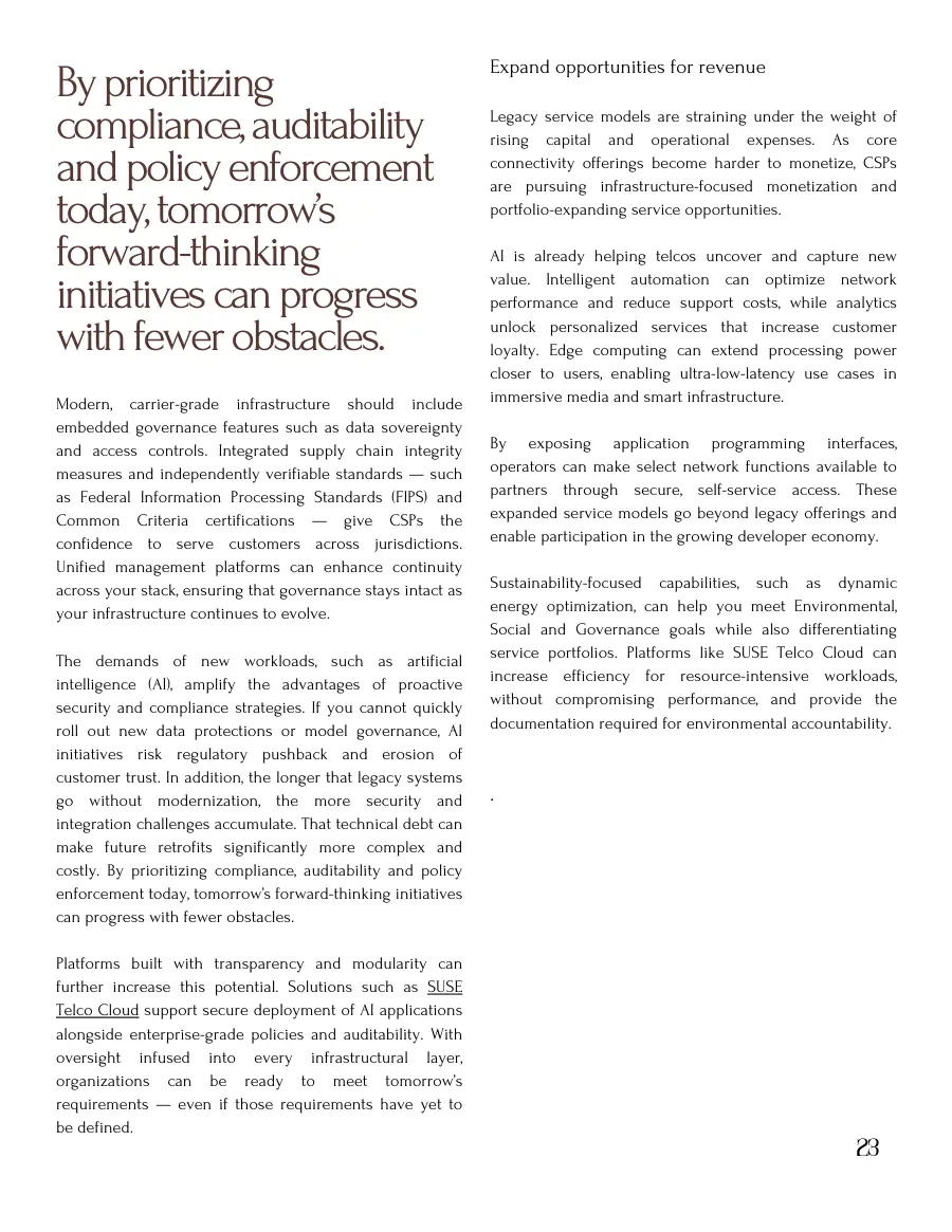 Article text on compliance and revenue opportunities, with a pull quote