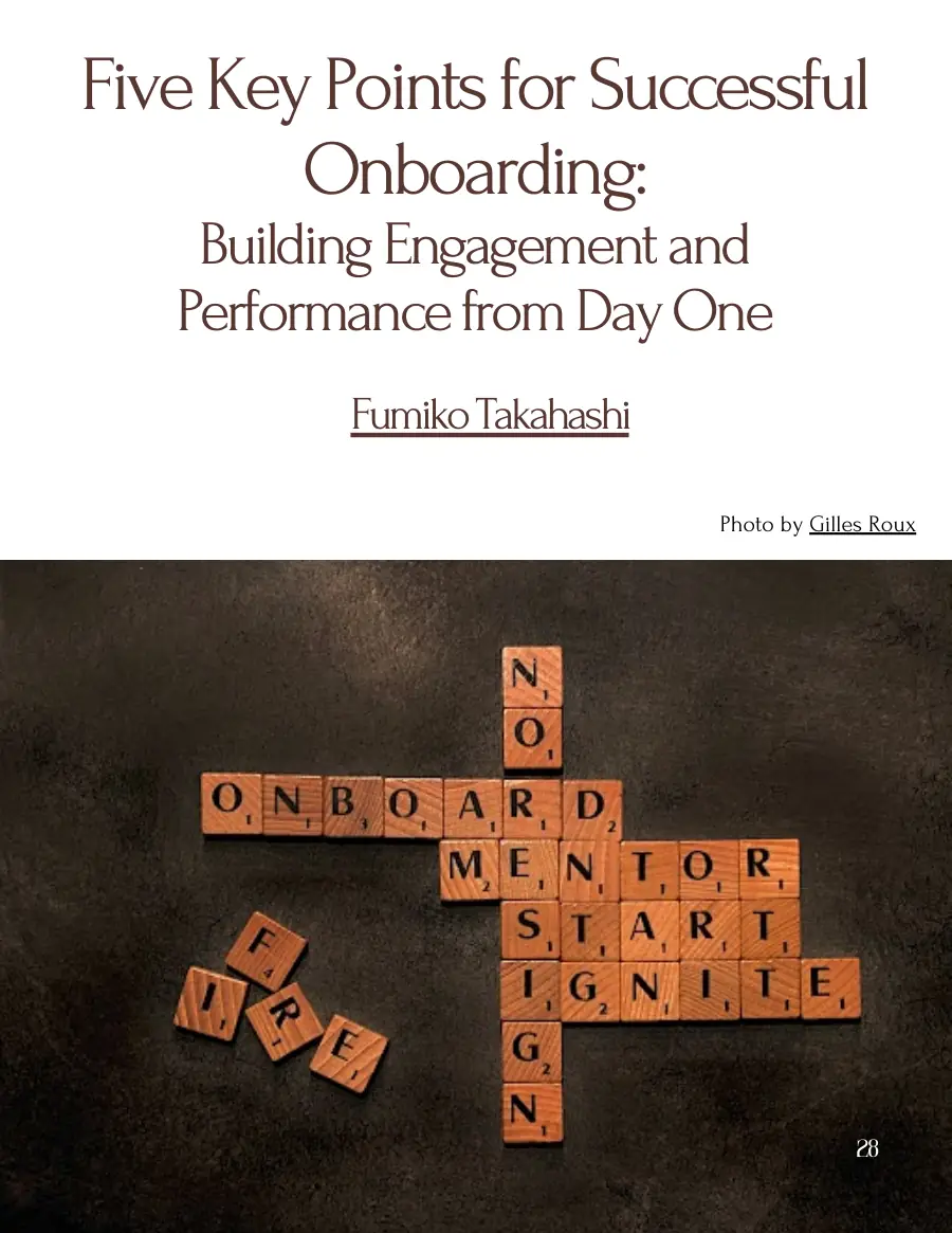 Opening page of 'Five Key Points for Successful Onboarding' with a photo and the author's name